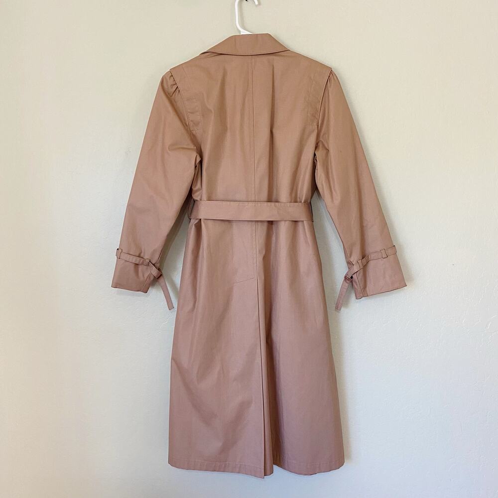 Vintage London Fog Pink Cotton Blend Belted Trench Coat Pea Coat Size 8P - Picture 4 of 7